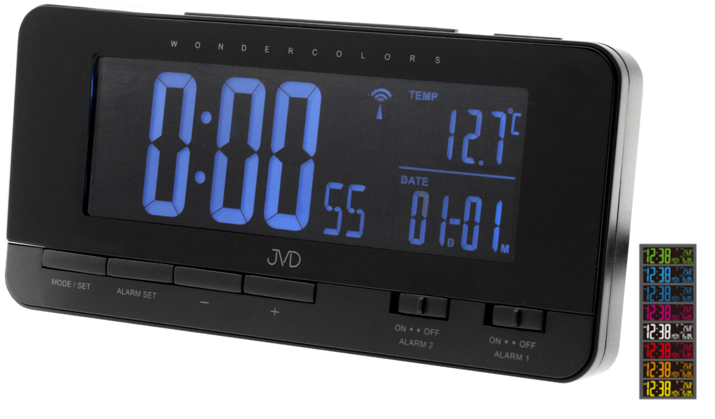 Radio controlled digital alarm clock  JVD black RB9350.1